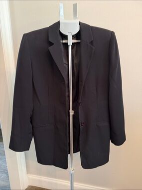 NOUVEAUX Vintage Women's Black Single-Breasted Blazer Jacket